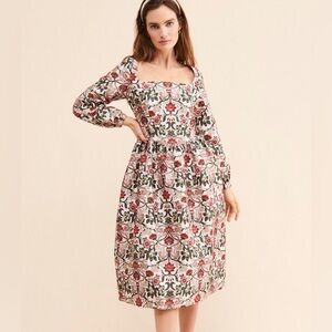 NWOT Meadows Marigold Dress in Tudor Jacquard Sz UK 6 / USA 4 midi tea length